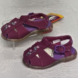90s New LA Gear Purple Berry Flat Sandals Infant 4 Jelly Sole Blinking